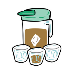 ティーバッグのピッチャーとグラス/アイスドリンク　3