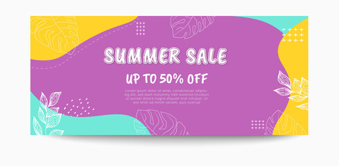 Summer season discount web banner template