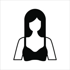 black bra icon. Woman underwear vector illustration isolated on white background. color editable