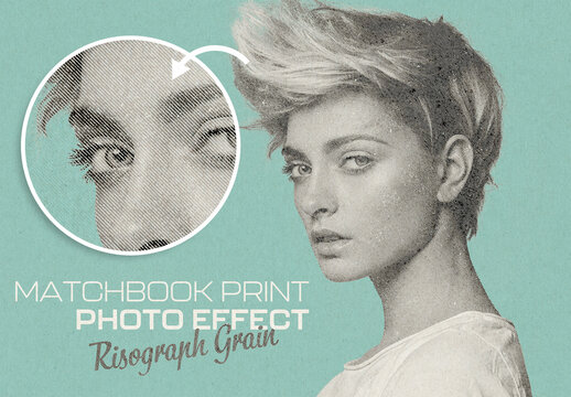 Risograph Matchbook Print Photo Effect Mockup