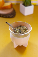 white mate primed. Argentine tradition. Paraguayan tradition, Uruguayan tradition. Yerba mate. traditional drink