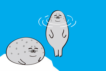 あざらし_暑中見舞い_Seals Summer greetings_15 © sanai