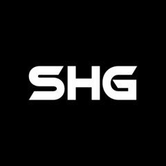 SHG letter logo design with black background in illustrator, vector logo modern alphabet font overlap style. calligraphy designs for logo, Poster, Invitation, etc.