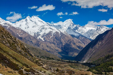 Fototapeta na wymiar View from Chitkul Village, Himachal Pradesh