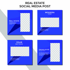 Naklejka premium EDITABLE REAL ESTATE SOCIAL MEDIA POST. BANNER TEMPLATE SALES SET. PROMO BRAND COVER DESIGN VECTOR
