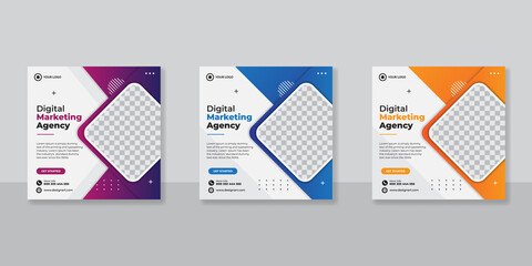 Digital business marketing social media post and web banner