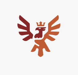 phoenix with crown logo vector, phoenix king vector concept illustration, eagle crown logo