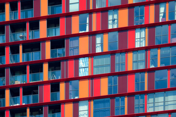 Obraz premium Modern residential building facade with windows and balconies. Rotterdam