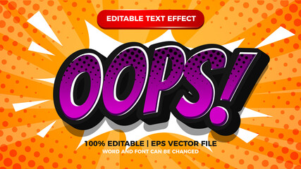 oops comic editable text style effect illustrator. vector design template with halftone background © agungkreatif