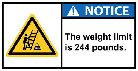 The stairs can support a weight limit 244 pounds.,Notice Sign