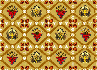 Indonesian batik motif, Batik is a technique of wax-resist dyeing applied to whole cloth, or cloth made using this technique originated from Indonesia. EPS 10