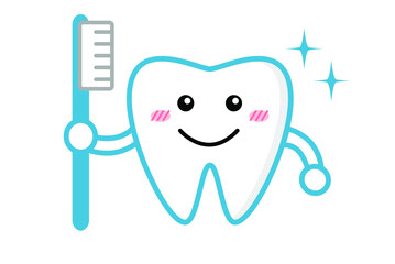 健康的で笑顔がかわいい歯のイラスト