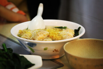 Popular Cantonese Cuisine Shrimp Wonton Noodle Soup