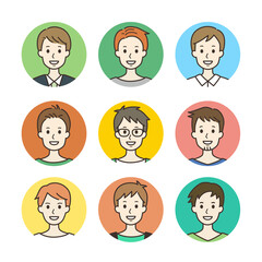 笑顔の男性アイコン2 シンプルな線画イラスト