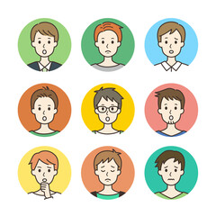 笑顔の男性アイコン3 シンプルな線画イラスト