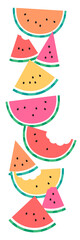 ビビッドカラーの縦に並ぶスイカのイラスト02