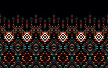 Ethnic Aztec African seamless pattern design. Geometric fabric carpet ornament native boho chevron textile decoration. Embroidery patterns