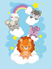 little animals on clouds