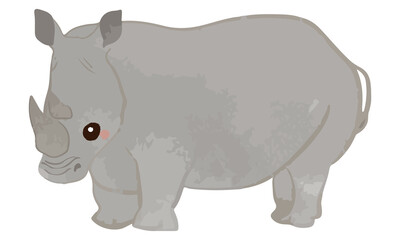 Full body illustration of a cute animal rhino