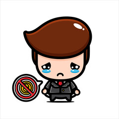 cute cartoon boy vector design as a businessman being sad