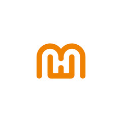 letter mh simple linear maze logo vector