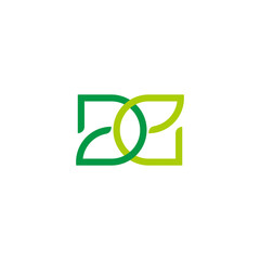 letter ge green leaf geometric logo vector