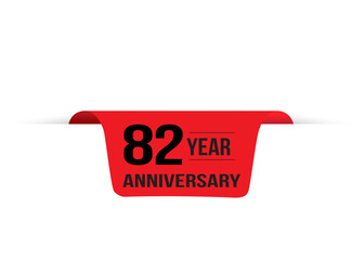 82 Years Anniversary Logo Red Ribbon