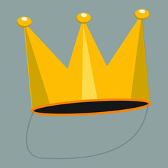 isolated golden crown on gray background with cross section