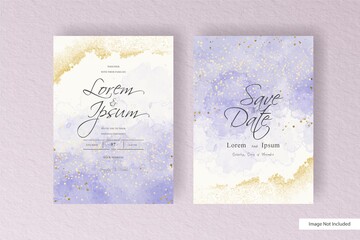 Editable Wedding invitation card set template with Watercolor splash