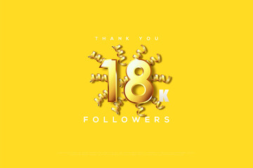 Thank you 18k followers with some yellow ribbon background.