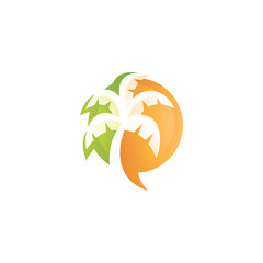 Coconut Palm Tree Negative Space Logo