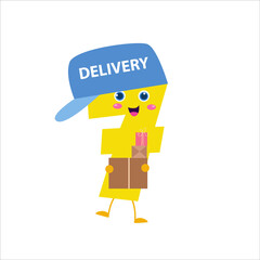 number 7 cute character vector design template illustration