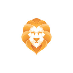 Lion Face Head Hair Logo with Gradient Color