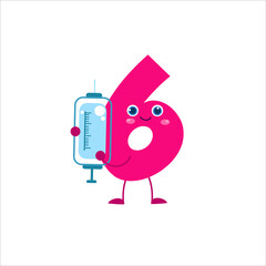 number 6 cute character vector design template illustration