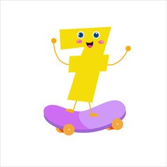 number 7 cute character vector design template illustration