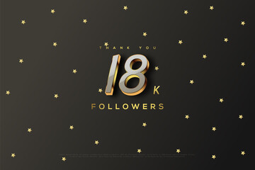 Thank you 18k followers with gold stars background.