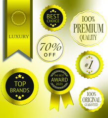 gold luxury Ribbon set for certificate logo template