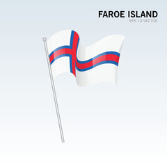 Faroe Island waving flag isolated on gray background