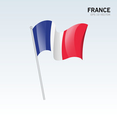 France waving flag isolated on gray background