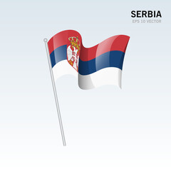 Serbia waving flag isolated on gray background
