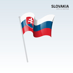 Slovakia waving flag isolated on gray background