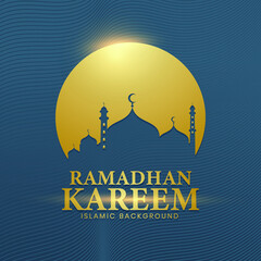 The background of Ramadhan Kareem in a luxurious style of gold and Tosca colors.Month of fasting for Muslims