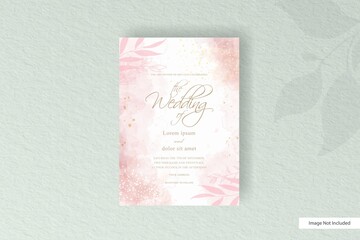 Minimalist floral arrangement wedding invitation template with abstract watercolor