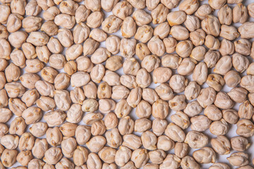 overhead view of dried raw chickpeas