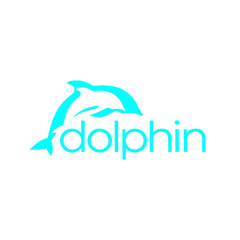 creative jump dolphin logo design vector