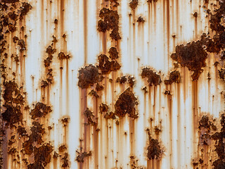 Texture of rusty iron metal plate with peeling paint, Grunge rusty metal surface background