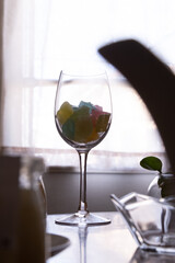 Sugar confectionery in the glass