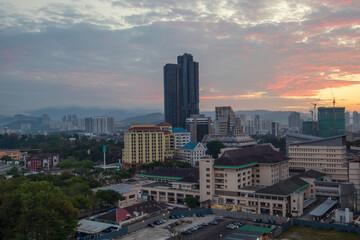 view of kuala lumpur skyline during sunrise