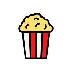 Popcorn Vector Icon in Filled Outline Style. Popcorn is a variety of corn kernel which expands and puffs up when heated. Vector illustration icon can be used for an app, website, or part of a logo.