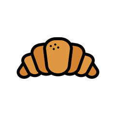 Croissant Vector Icon in Filled Outline Style. A croissant is a buttery, flaky, pastry of Austrian origin, but mostly associated with France. Vector illustration icon for app, web, or logo